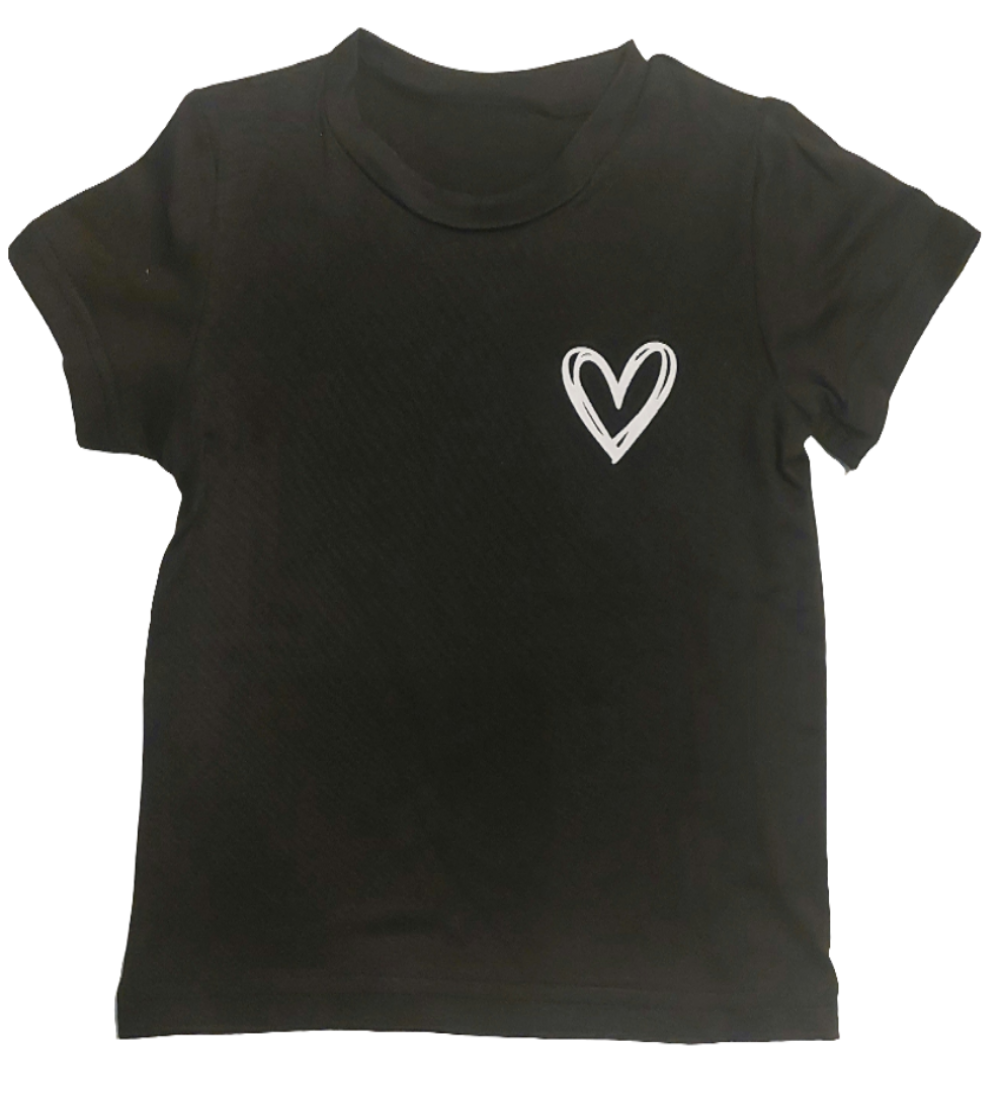 T-shirt met hart zwart voor meisje