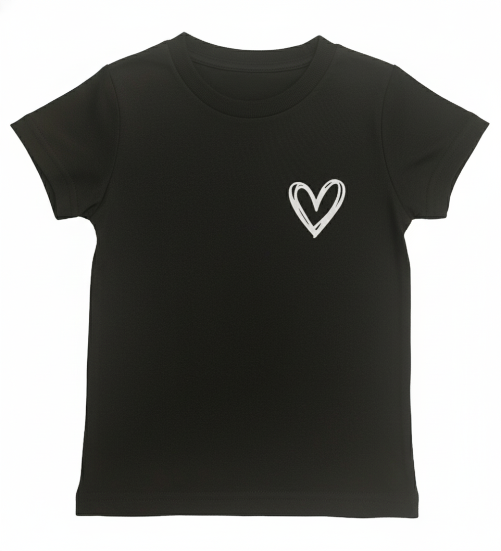 T-shirt met hart zwart voor meisje
