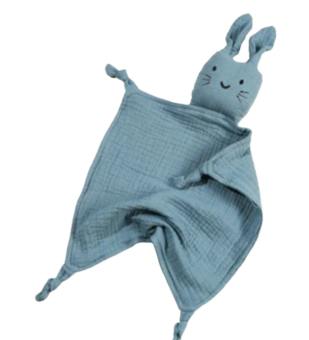 knuffellapje blauw konijn van katoen