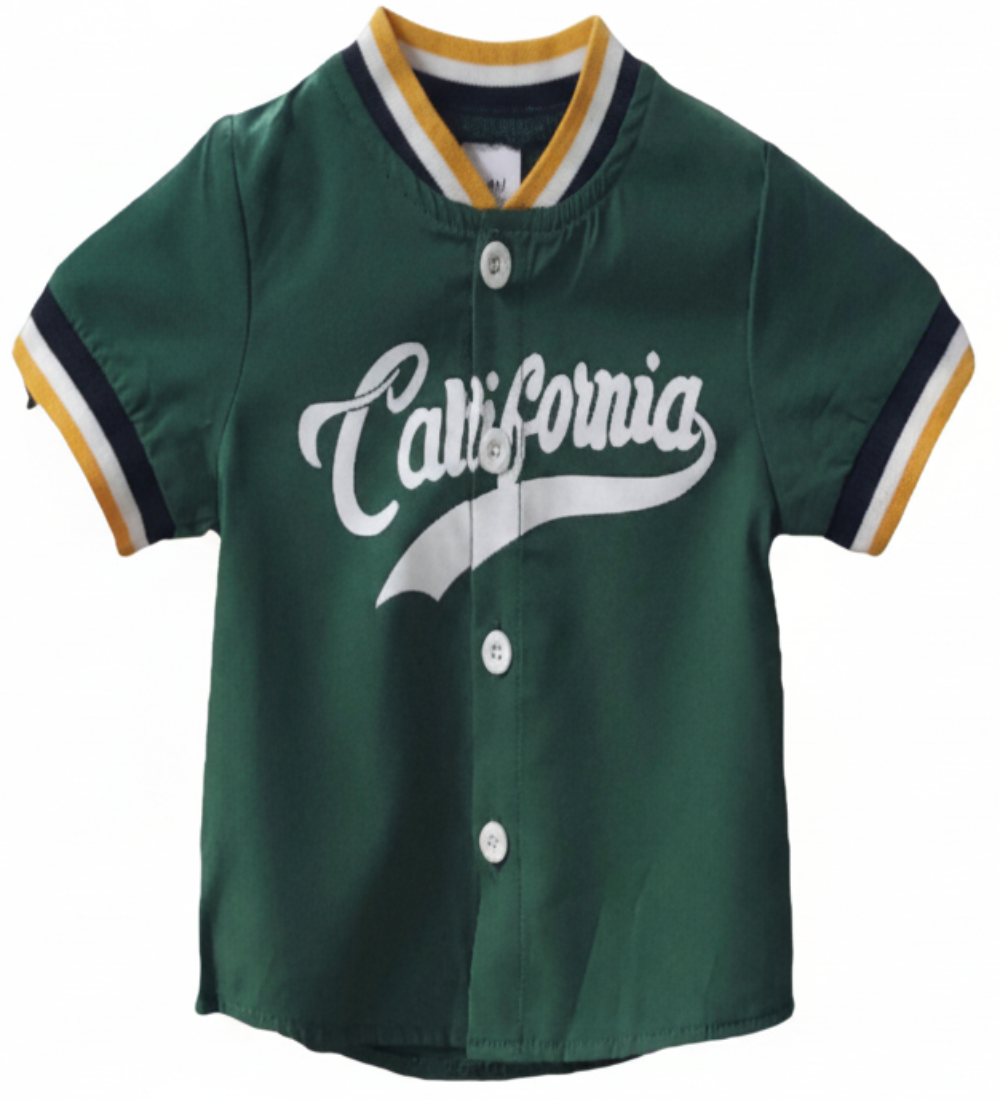 Baseball shirt "California" groen.