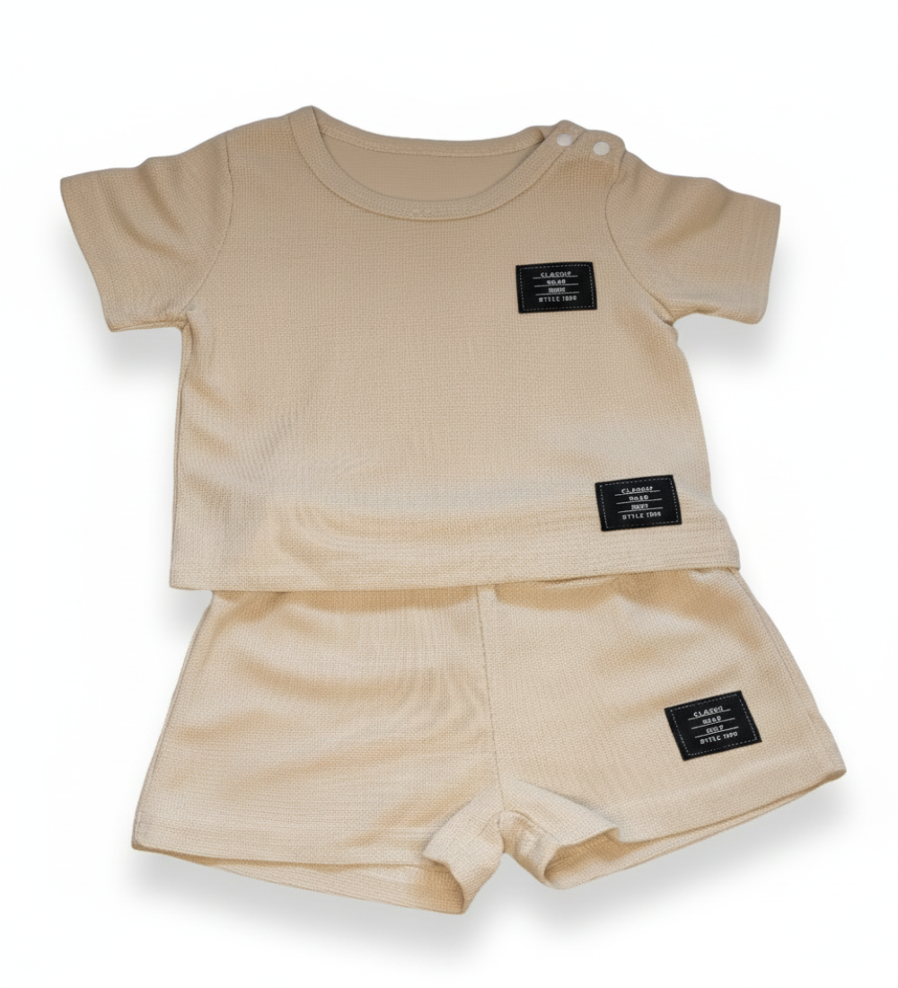 Set: shirt met short beige