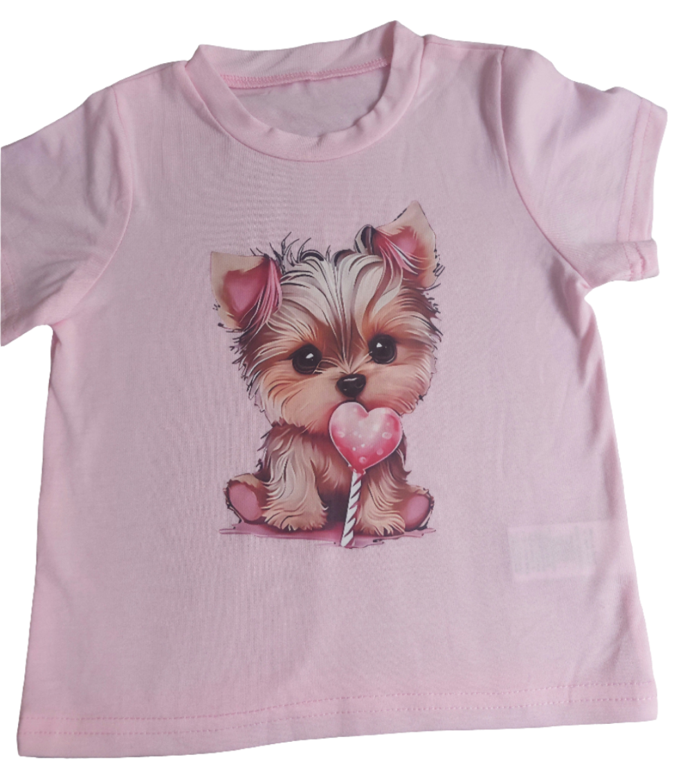 Shirt met hondje en lolly lichtroze voor meisjes