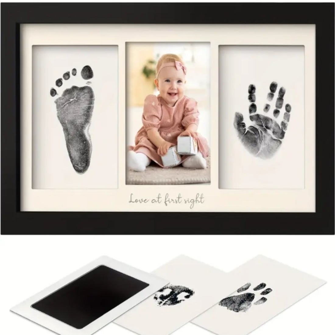 Fotolijst met voet en handafdruk zwart
