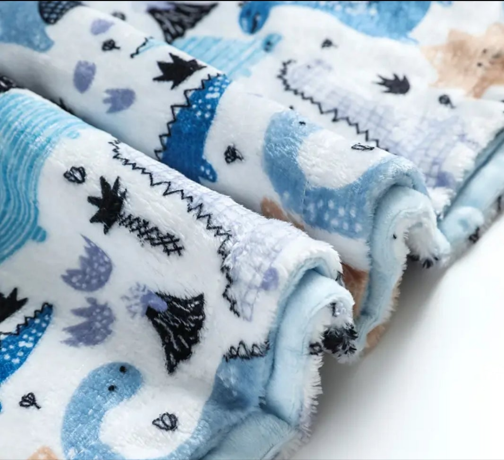 Dekentje Jungle groen, Dino blauw of Dolfijn grijs