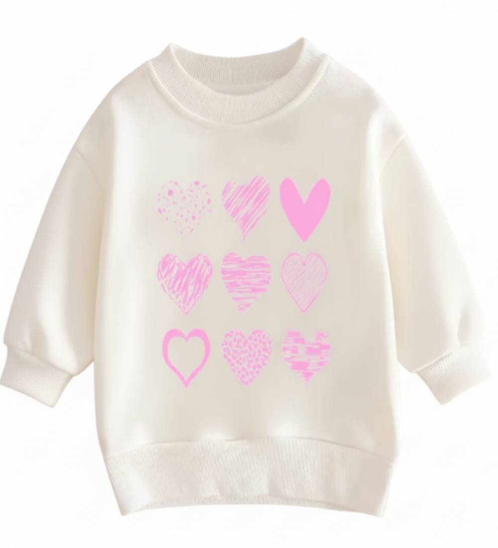 sweater wit met roze hartjes