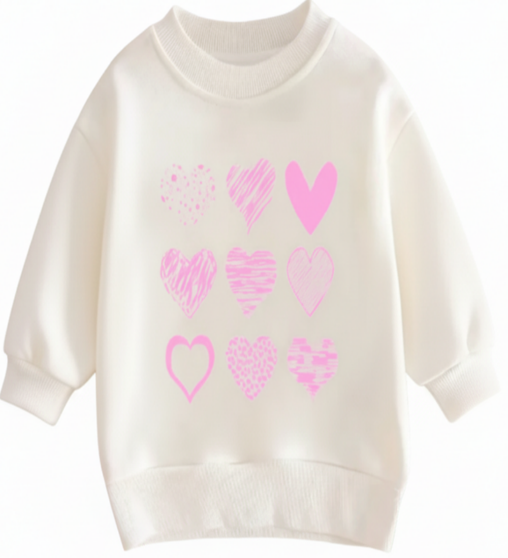 sweater wit met roze hartjes