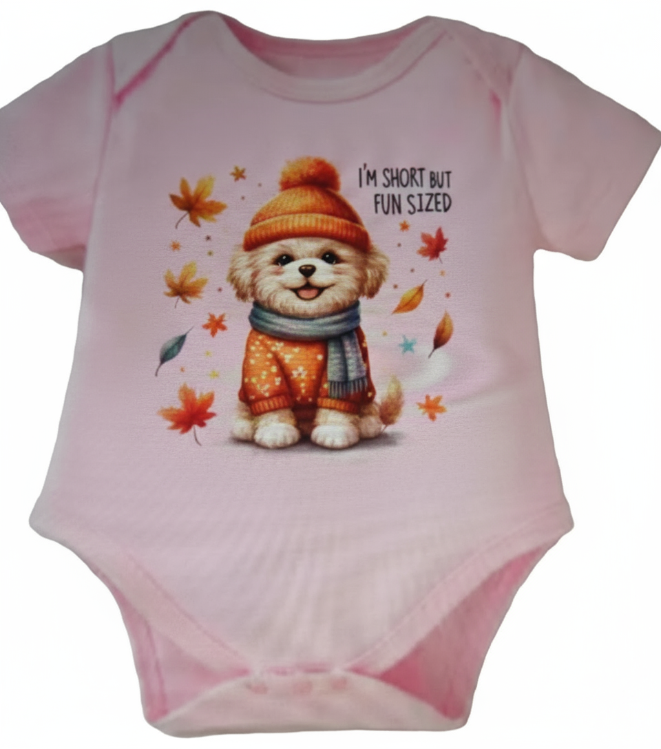 Katoenen romper roze " I'me short "