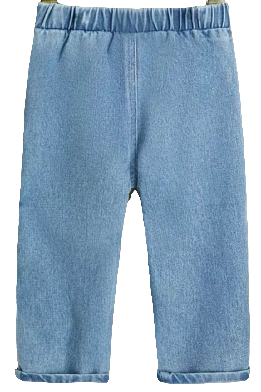 Denim jeans met gekleurde bloemen