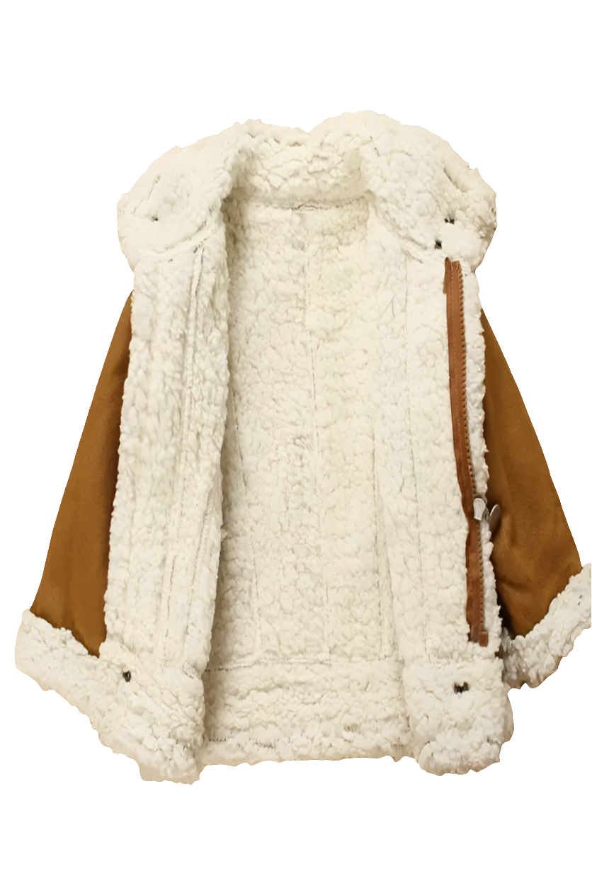 Winterjas Piloot van suedesette met voering bruin