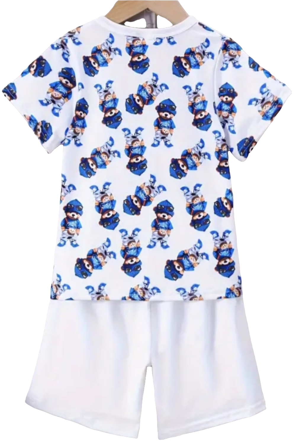 Set voor de zomer : shirt en short wit met blauw Beer