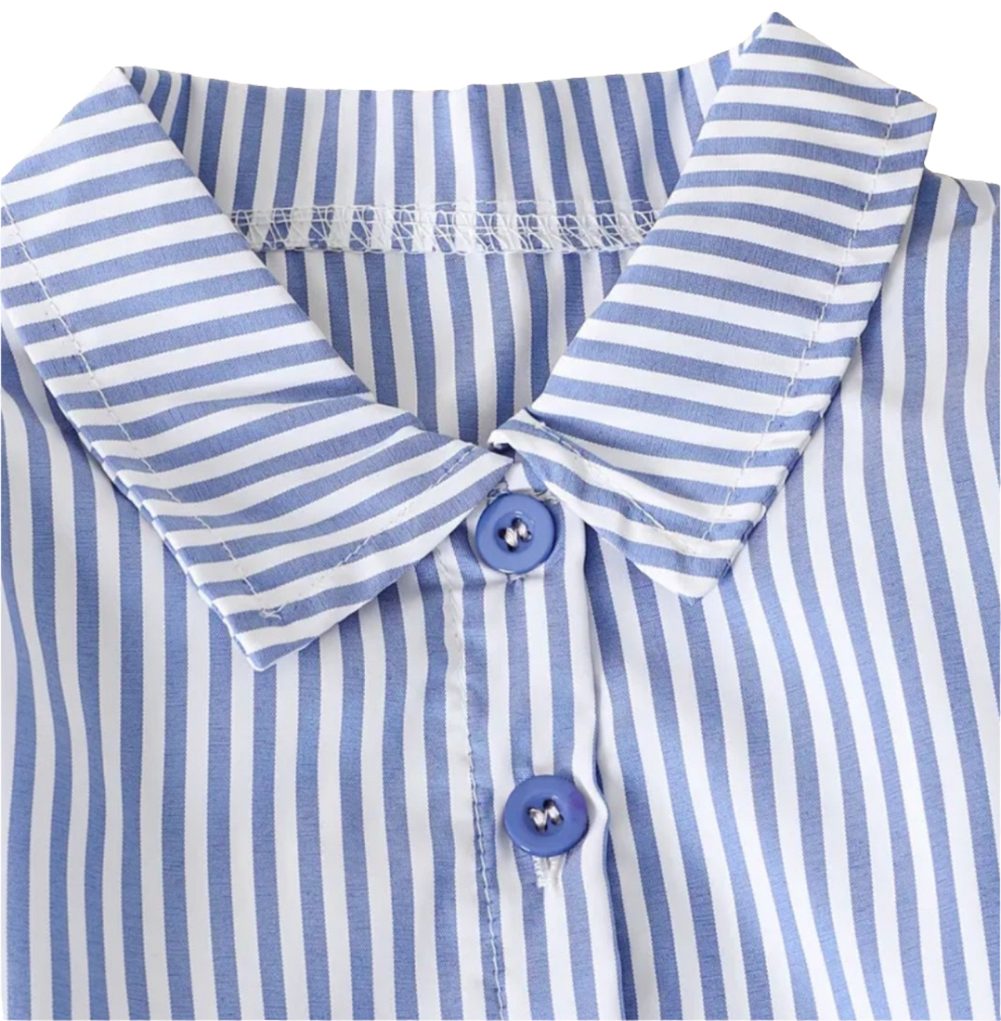 Blouse met blauwe strepen en geborduurde jeans met sterren