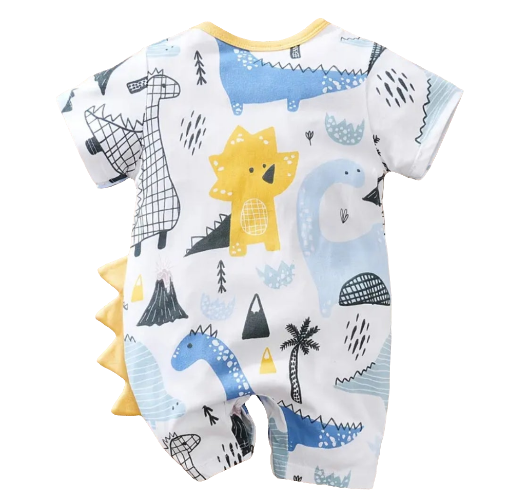 Katoenen boxpak dino geel met blauw