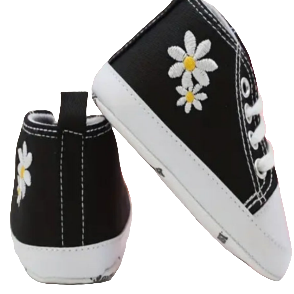 Jeans met elastische tailleband en singlet met bloemetjes ( leuk te combineren met de zwarte gymp met bloemetje)