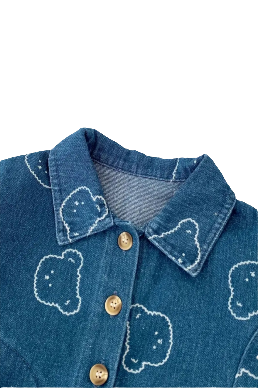 denim jas met beertjes