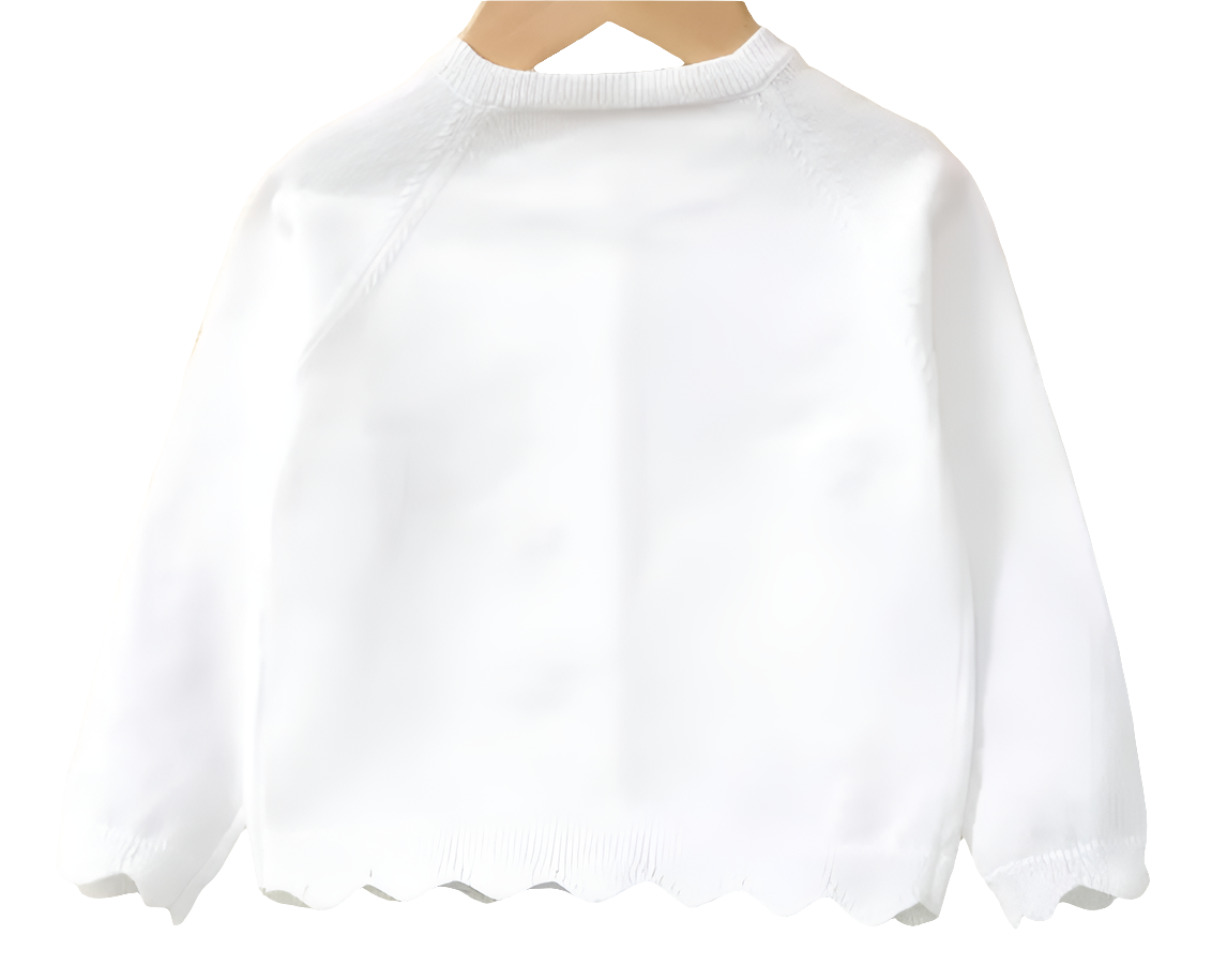 Lief wit vestje met broderie schulprand