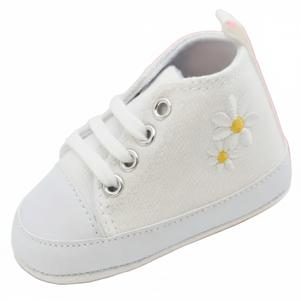 Set: Jeans met bloemen en witte sweater met bloem. eventueel te combineren met de gympen met bloem