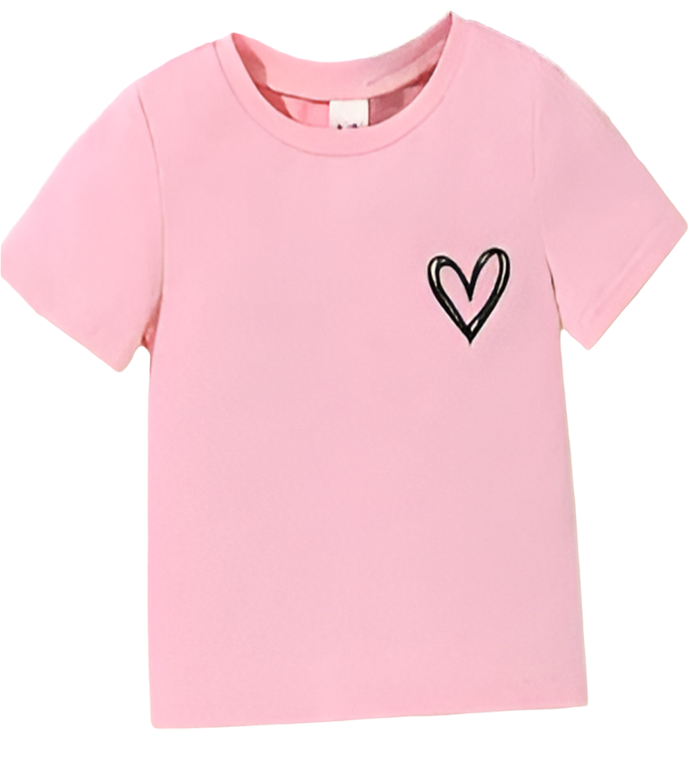 T-shirt roze met hartje voor meisje