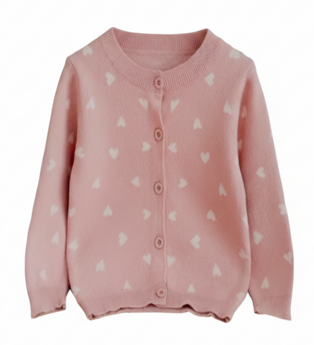 Katoenen vest roze met witte hartjes