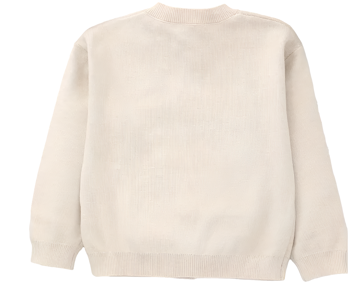 vestje beige met geborduurde roze bloemetjes