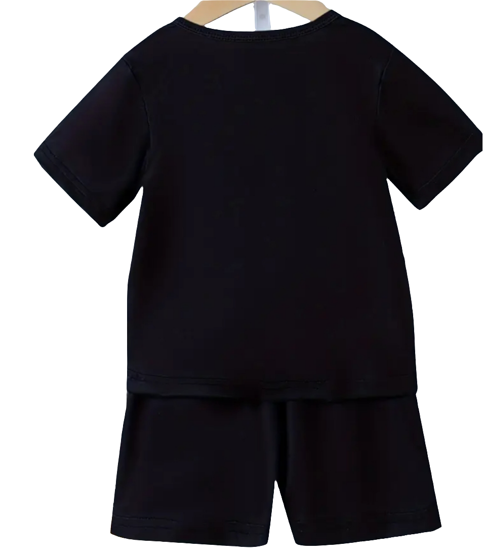 Set voor zomer: shirt met short stoere beer zwart met rood