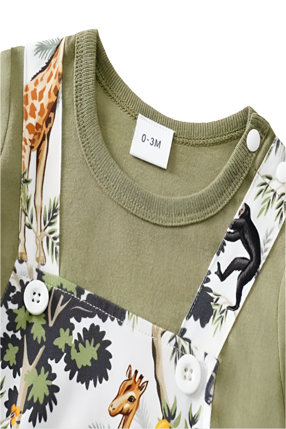 Boxpak katoen olijfgroen met jungleprint