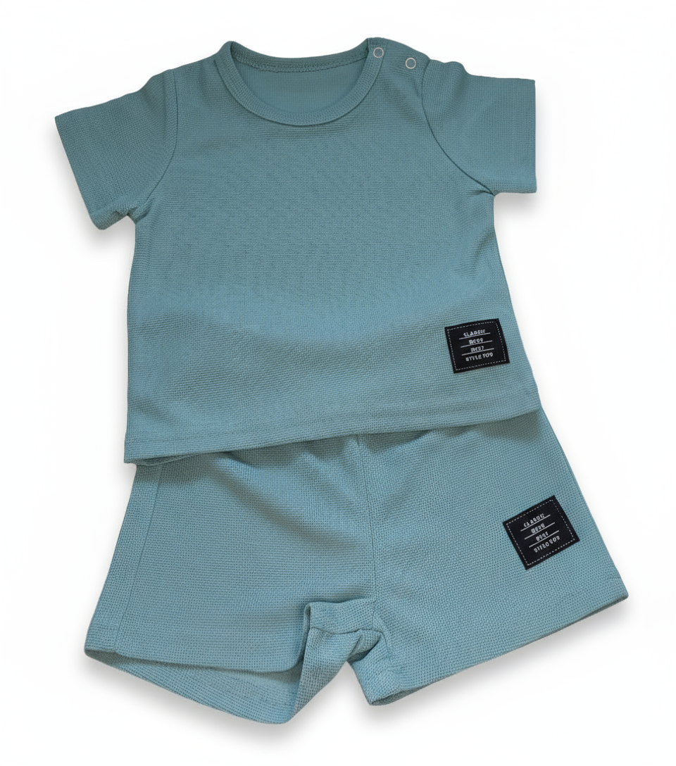 Set:shirt met short groen ( Ook in grijs en beige verkrijgbaar)