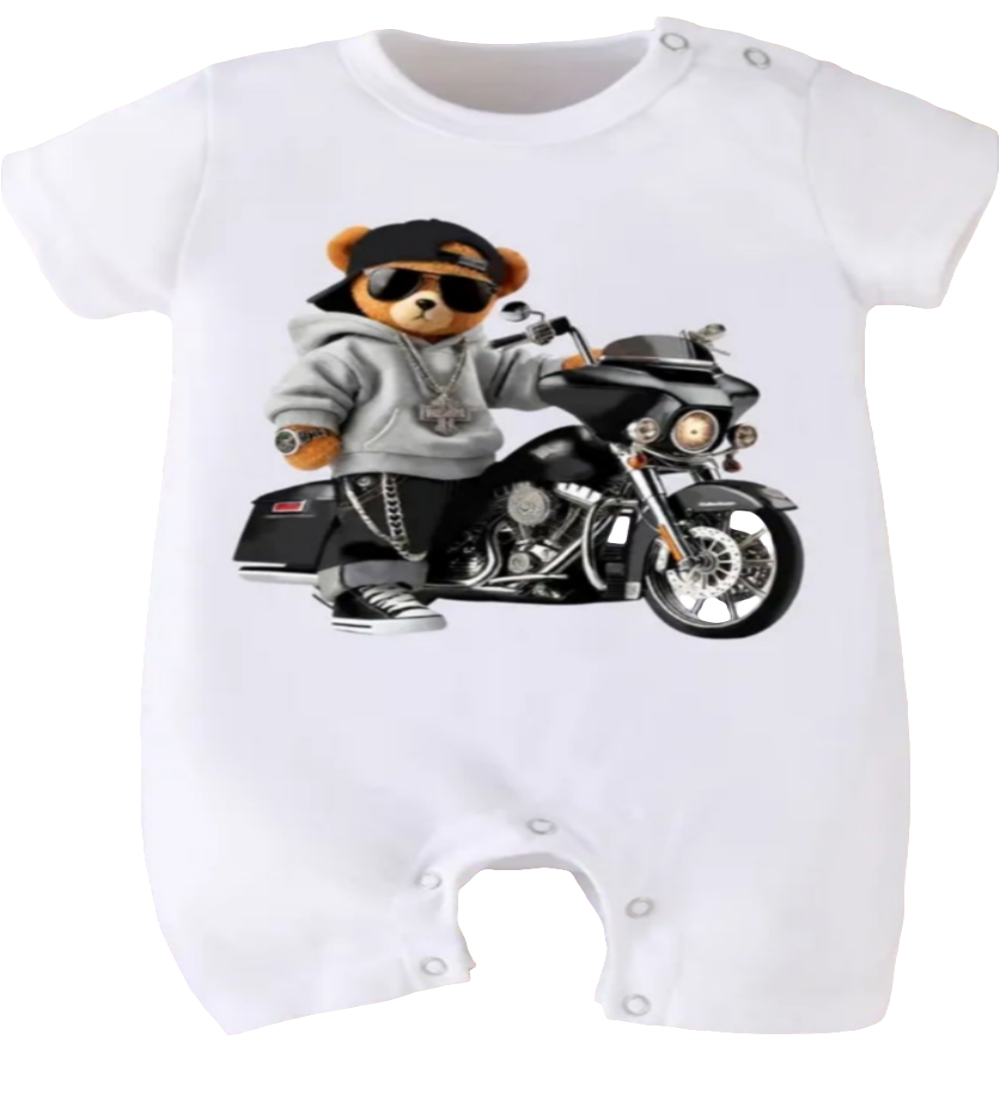 Boxpak wit met beer op motor