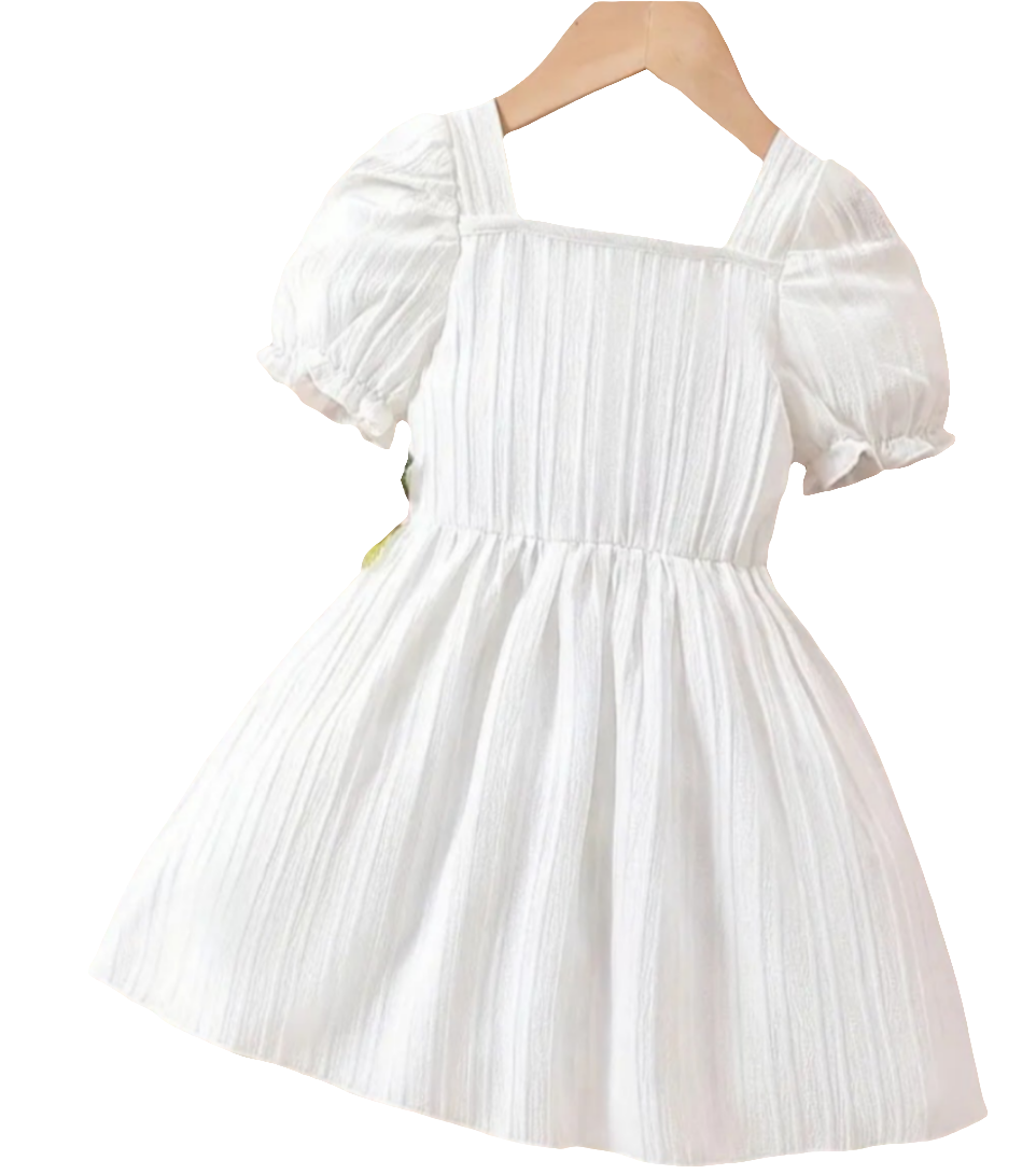 Jurkje wit met geborduurde bloemenrand