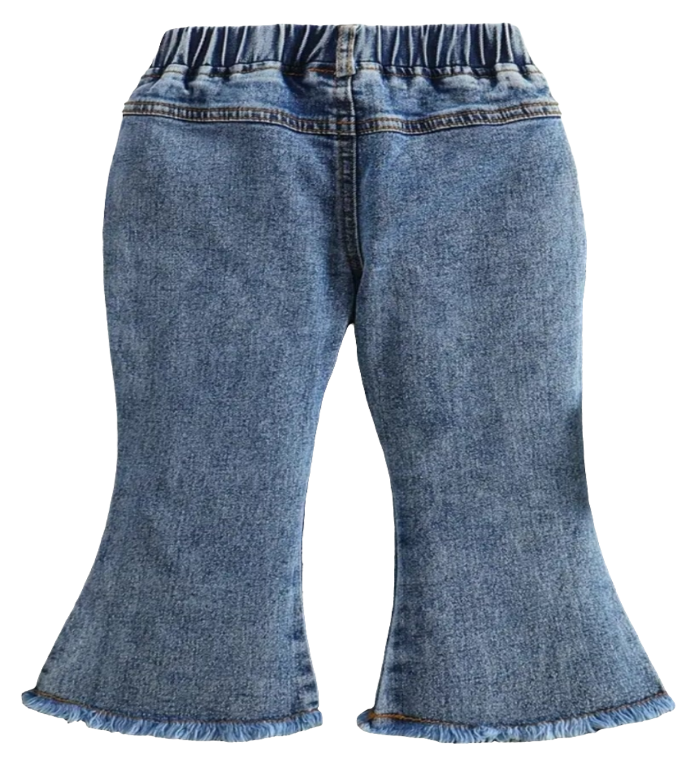Denim jeans met wijde pijpen