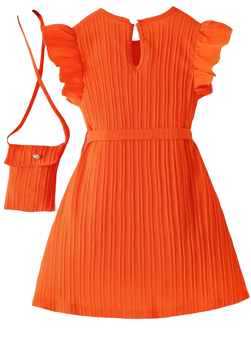 jurkje seventies stijl met tasje rood