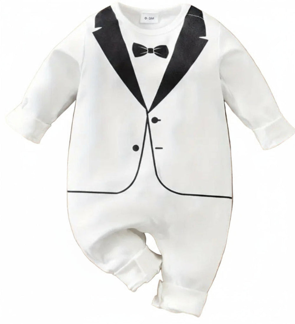 Boxpak "Mijn eerste smoking " wit met zwarte vlinderdas