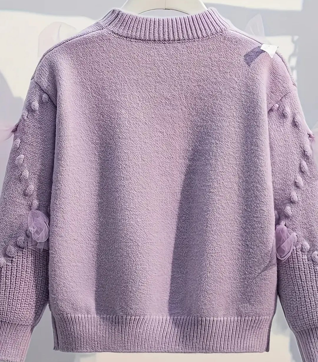 trui lila met tule strikjes