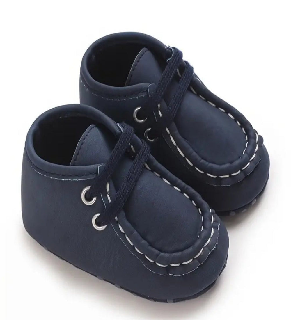 halfhoge veterschoen jongens marine of beige pu leder