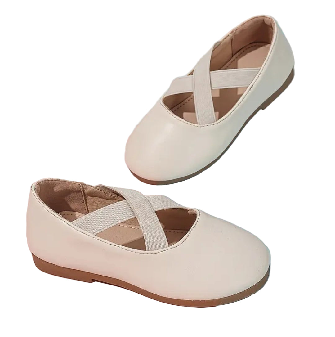 ballerina zwart of beige met kruis band