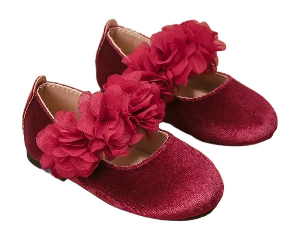 ballerina met bloemetjes in rood en wijnrood