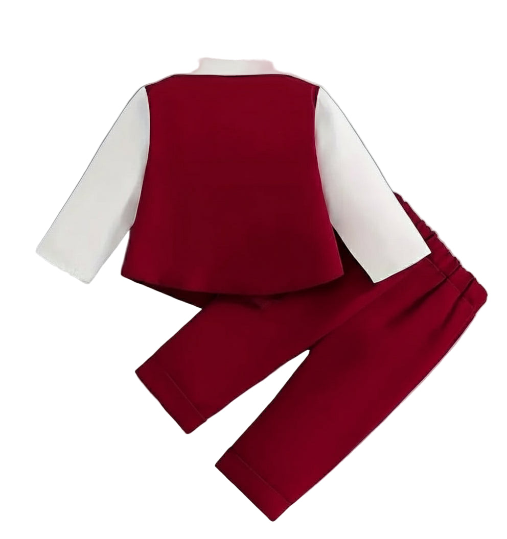 Kerstpak gillet , pantalon , strik en overhemd