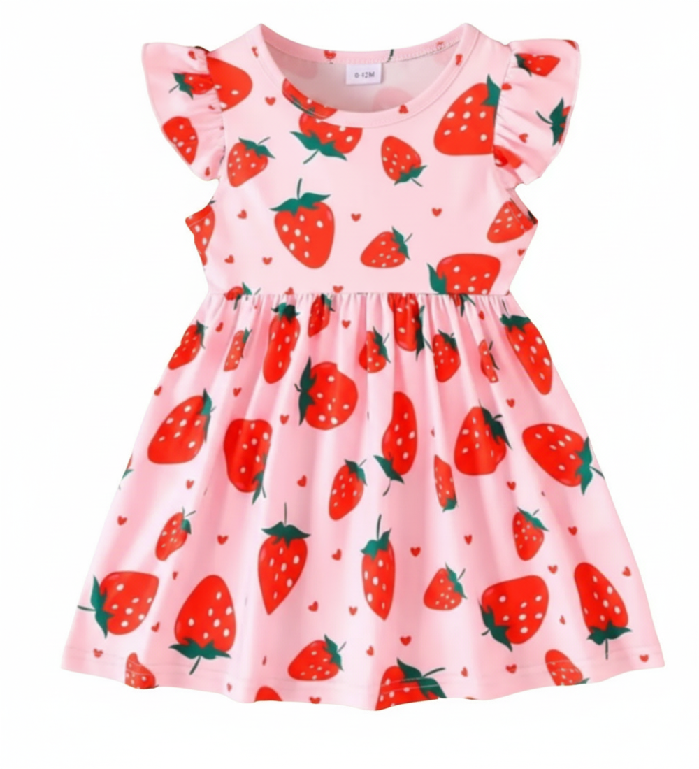 Vest aardbei fleece ( leuk te combineren met de instapper en het jurkje aardbeiprint)