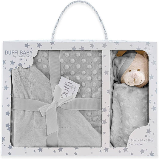 DOU DOU BEER + LUXE DUBBELZIJDIGE DEKEN 80X110 CM: Parel / 80 x 110 cm