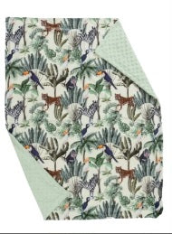 Dekentje Jungle groen, Dino blauw of Dolfijn grijs