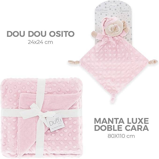 DOU DOU BEER + LUXE DUBBELZIJDIGE DEKEN 80X110 CM: Askleurig / 80 x 110 cm