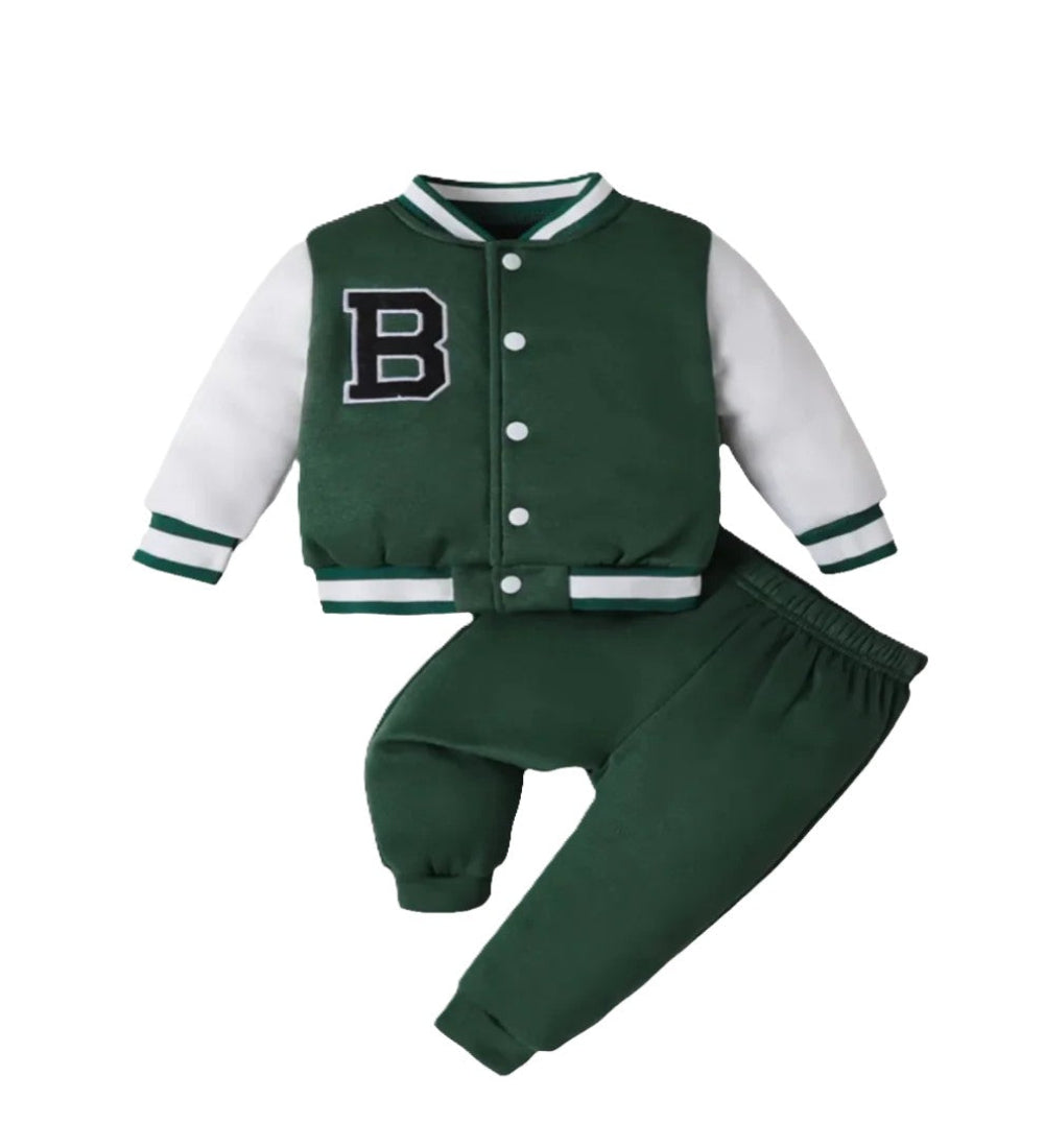 Baseball joggingpak  "B "groen met wit