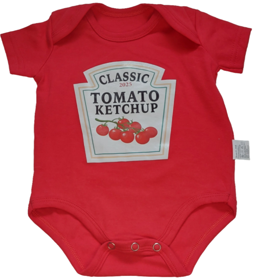 Katoenen romper rood :"Tomato Ketchup"