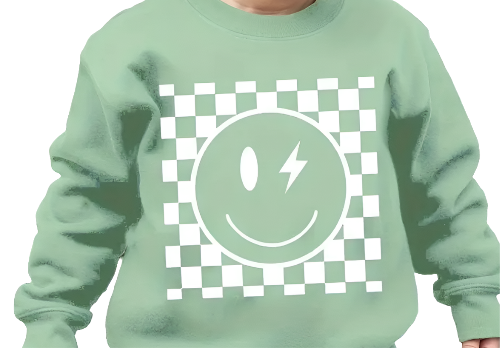 sweater urban/ checkerboard stijl  zwart of groen met smiley