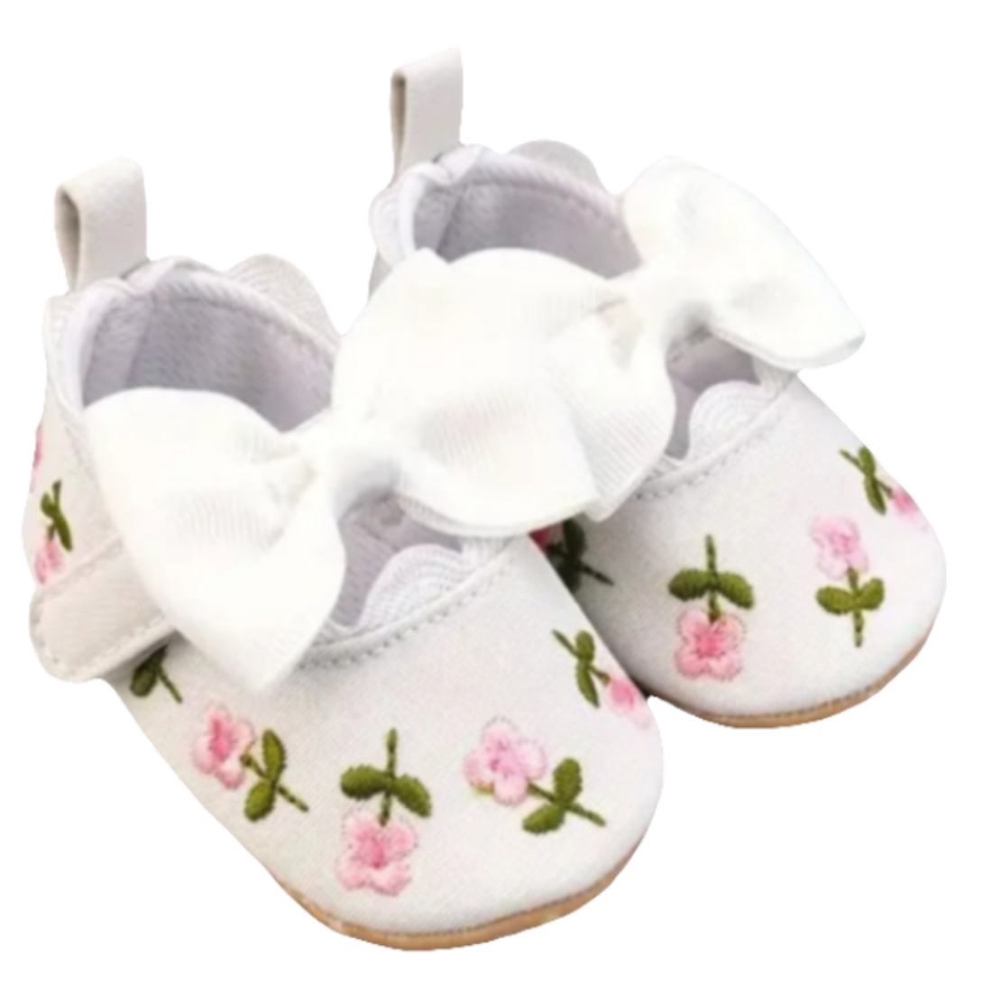 ballerina's wit leer met geborduurde bloemetjes