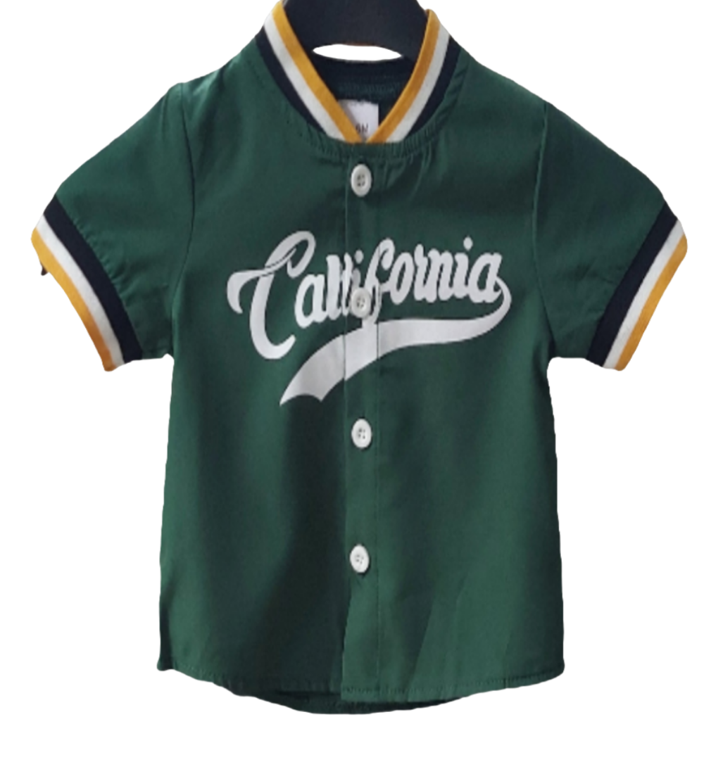 Baseball shirt "California" groen.