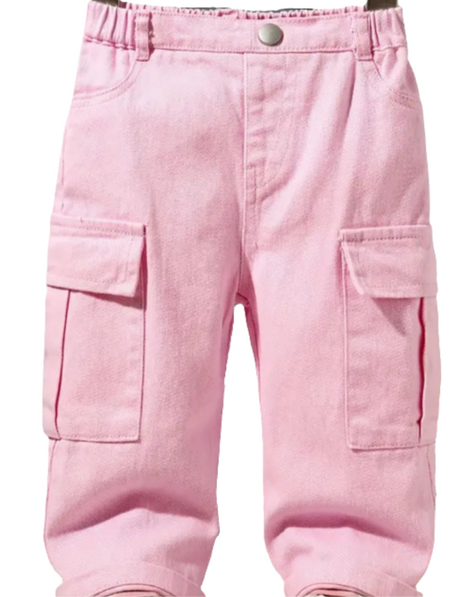 Roze cargo denim jeans met zakken
