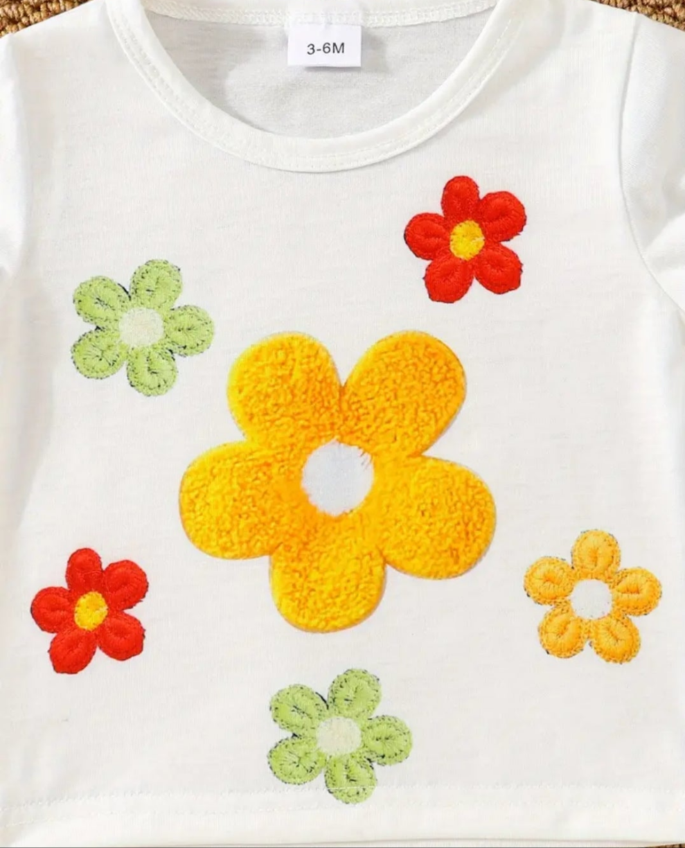 sweater en denim met bloemen