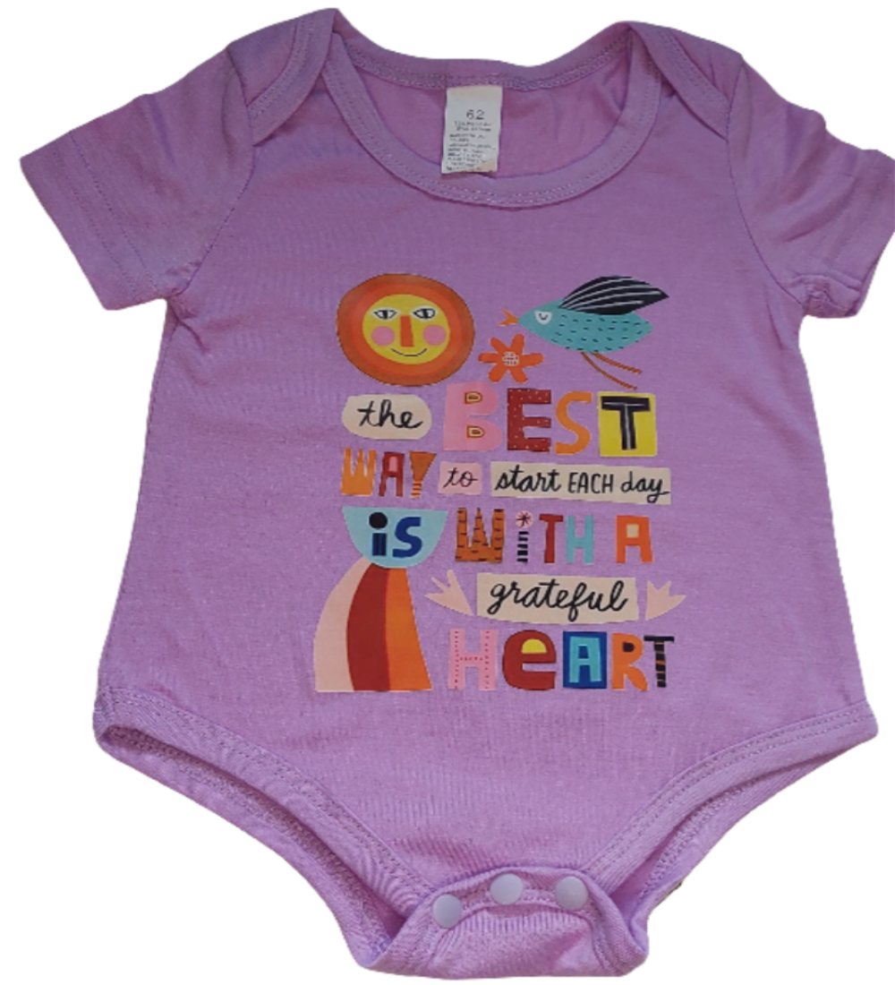 Romper paars :The best way met gekleurde letters en vogeltje