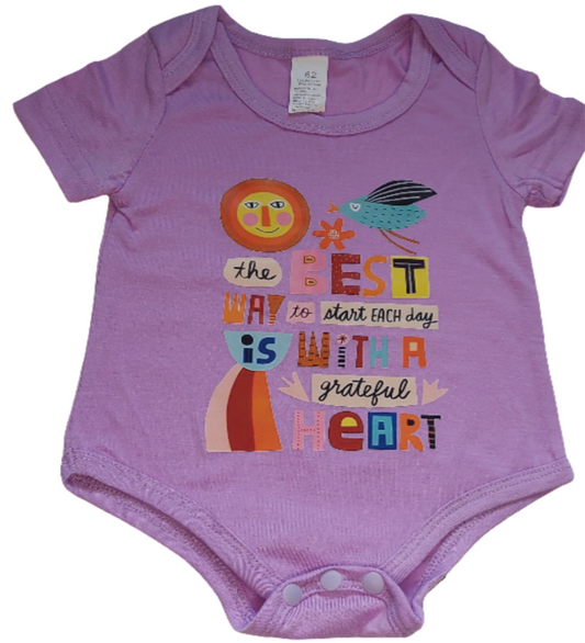 Romper paars :The best way met gekleurde letters en vogeltje