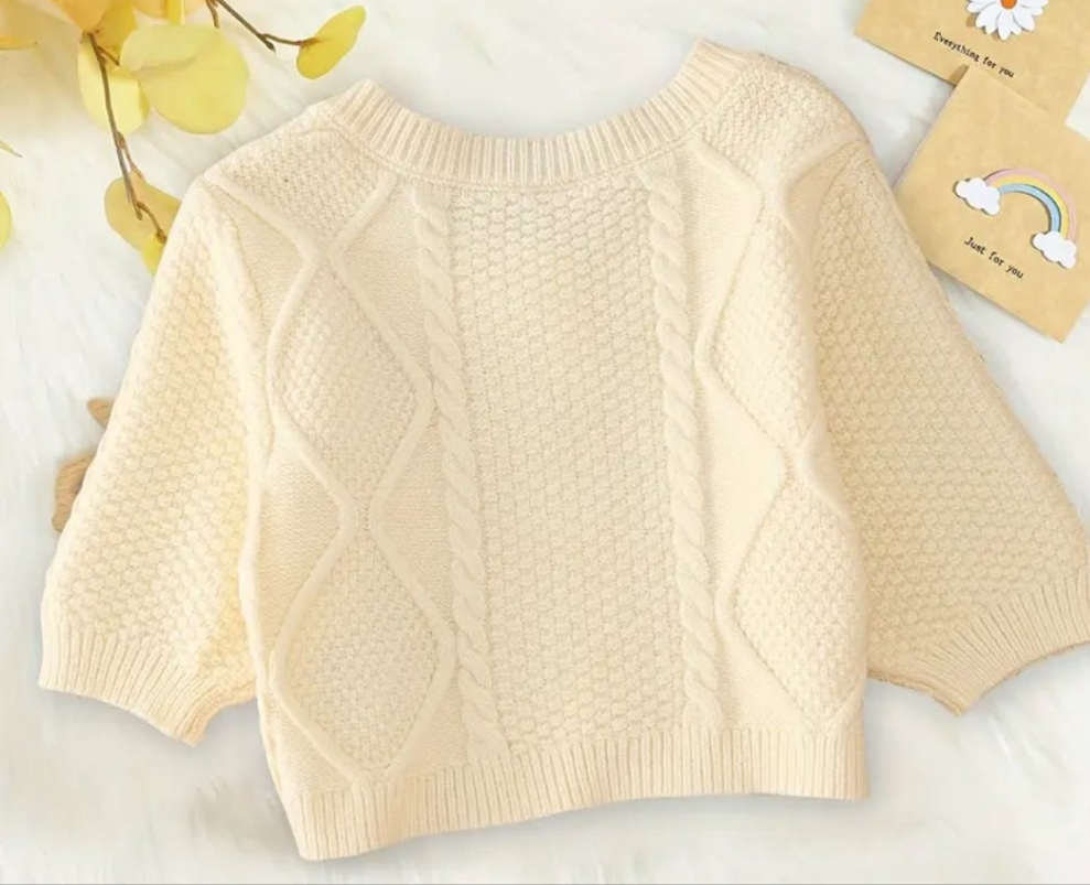 Vest met kabelpatroon beige